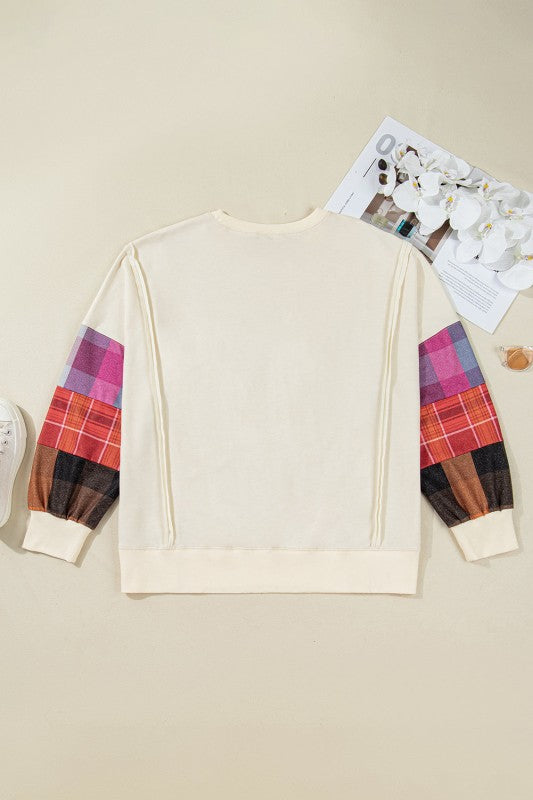 Women’s Plus Size Colorblock Patchwork Sleeve Sweatshirt | Zarnesh