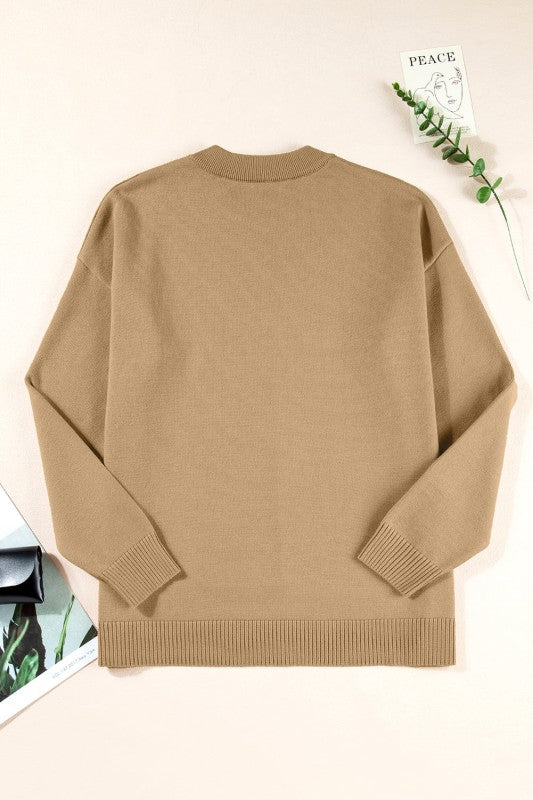 Women’s Solid Pullover Front Center Seam Drop Shoulder Sweater| Zarnesh