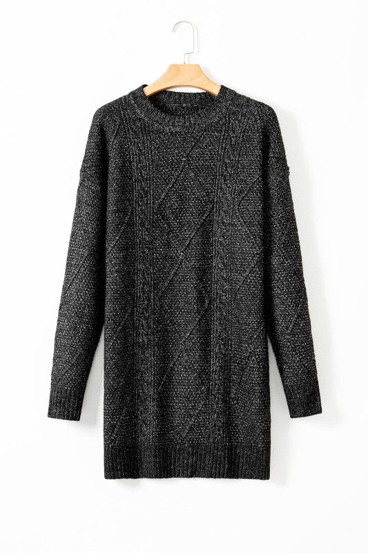 Women’s Cable Knit Drop Shoulder Oversized Sweater Dress | Zarnesh