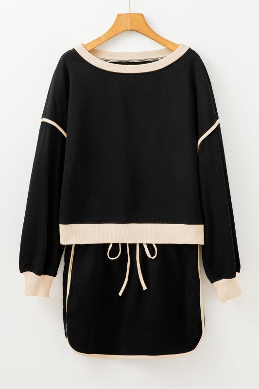 Women’s Colorblock Top and Drawstring Skirt Set | Zarnesh