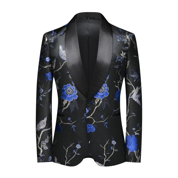 Men’s Floral Slim Fit 1-Button Embroidered Blazer Suit Set Tuxedo | Zarnesh