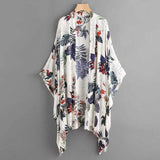 Botanical Print Batwing Open Front Cardigan | Zarnesh