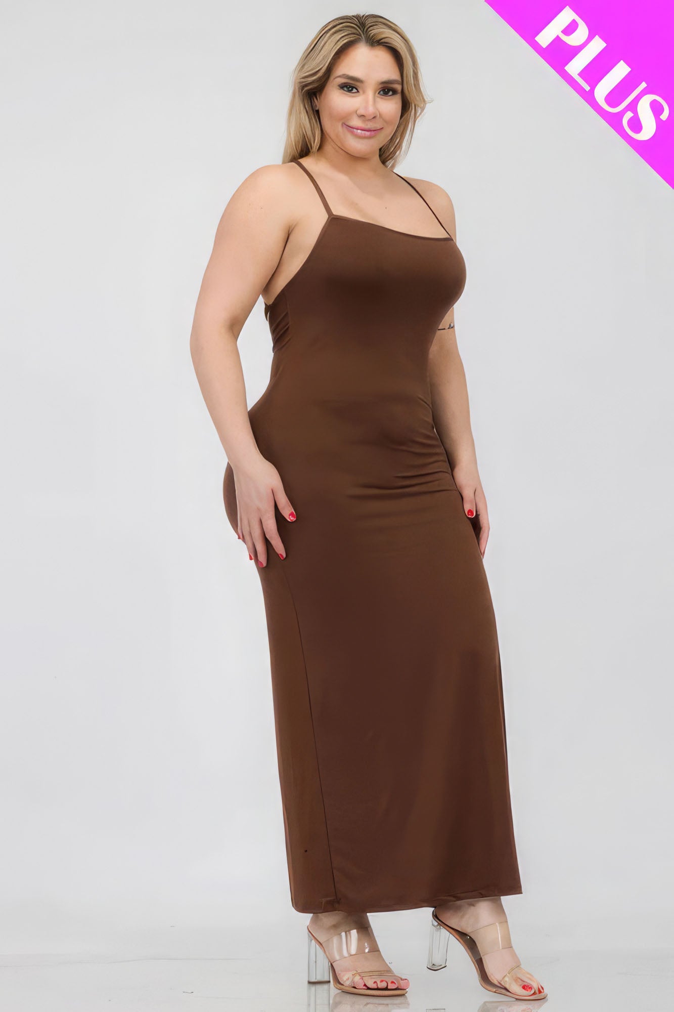 Women's Plus Size Crisscross Back Split Thigh Maxi Dress | Zarnesh