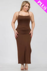 Women's Plus Size Crisscross Back Split Thigh Maxi Dress | Zarnesh