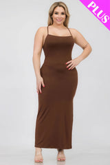 Women's Plus Size Crisscross Back Split Thigh Maxi Dress | Zarnesh