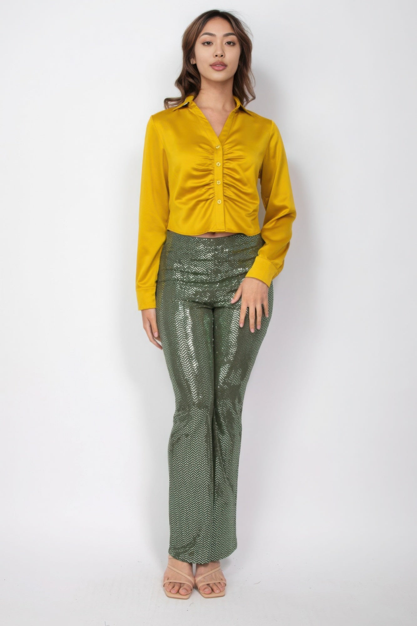 Women Sequined Fit & Flare Midrise Pants zarnesh.com