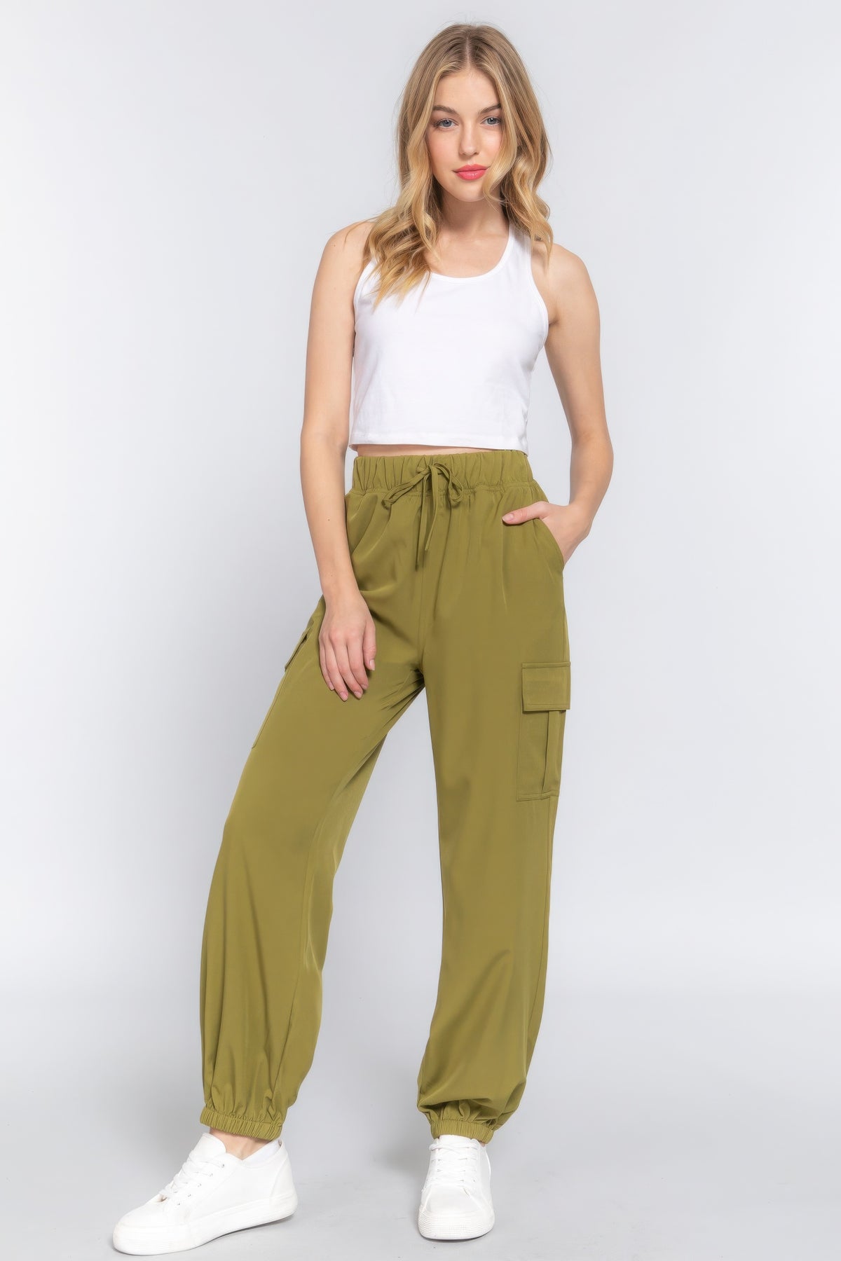 Women Lightweight Stretch Woven Cargo Jogger Pants Zarnesh.com