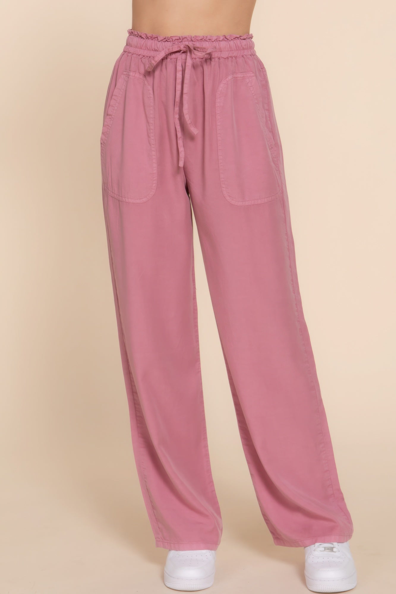 Women Elastic Waist Tencel Long Pants | Zarnesh