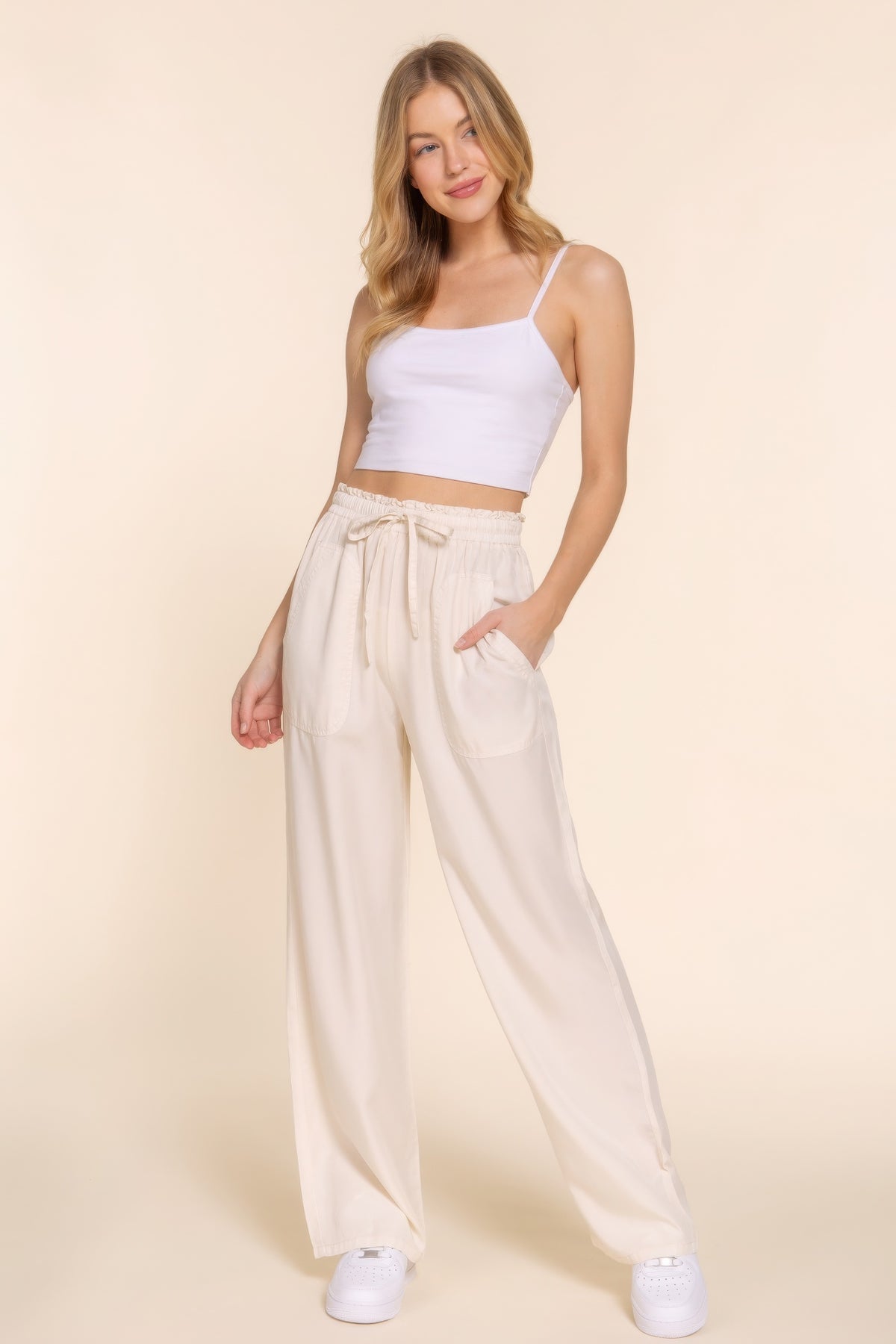 Women Elastic Waist Tencel Long Pants | Zarnesh