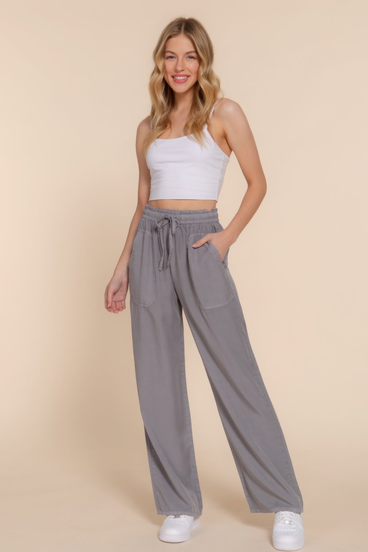 Women Elastic Waist Tencel Long Pants | Zarnesh