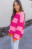 Stripe Colorblock Drop Shoulder Knit Sweater | Zarnesh