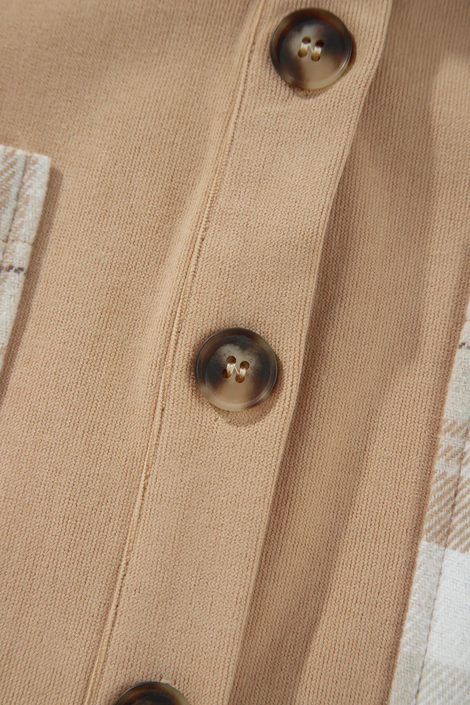 Colorblock Plaid Corduroy Collar Shift Shacket | Zarnesh