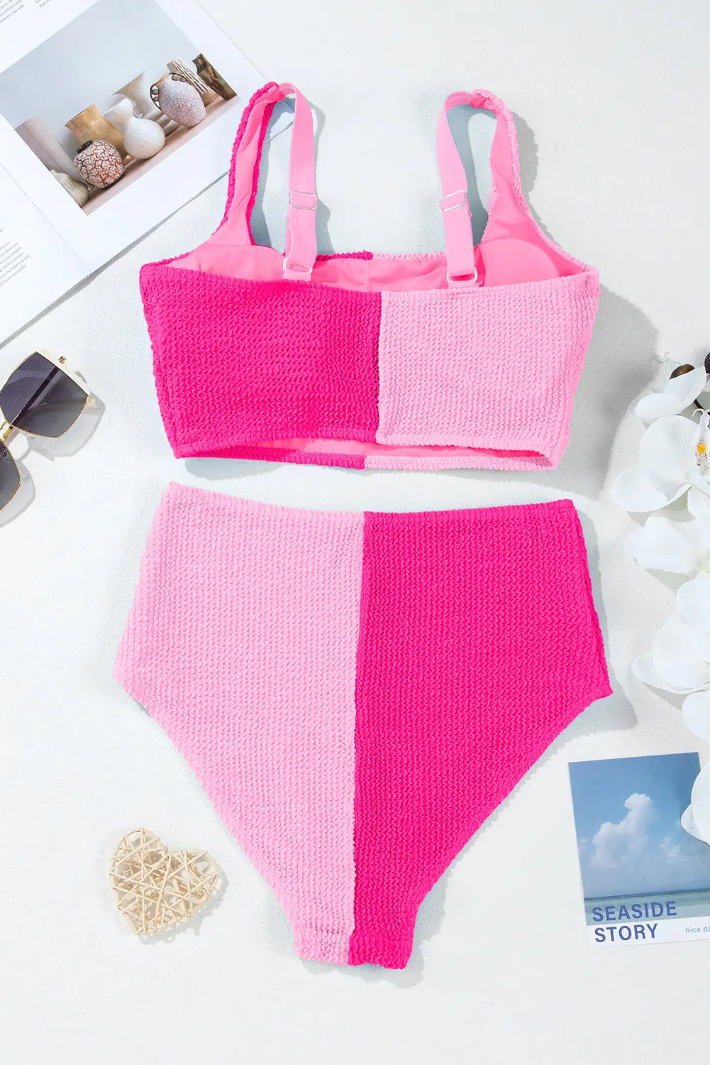 Colorblock Corded Crop Top High Waist Bikini Set | Zarnesh