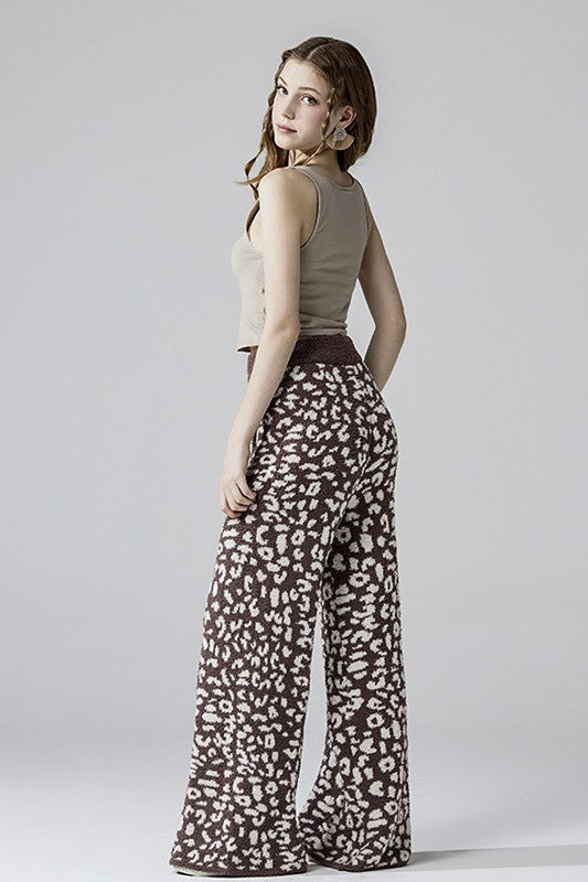 Women’s Plus Warm Soft Leopard Fuzzy Lounge Casual Pants | Zarnesh