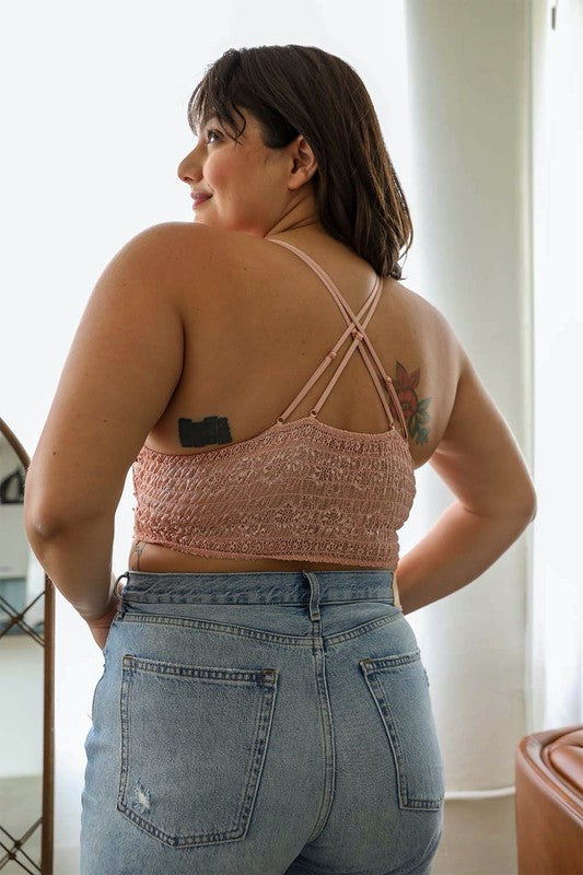 Women Plus Pullover Crochet Daisy Longline Cropped Bralette Zarnesh