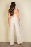 Women Soft  Bustier Crop Cami Top Slant Pocket Straight Pants Zarnesh