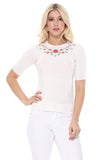 Women’s Daisy Flower Embroidered Knit Pullover Sweater | Zarnesh