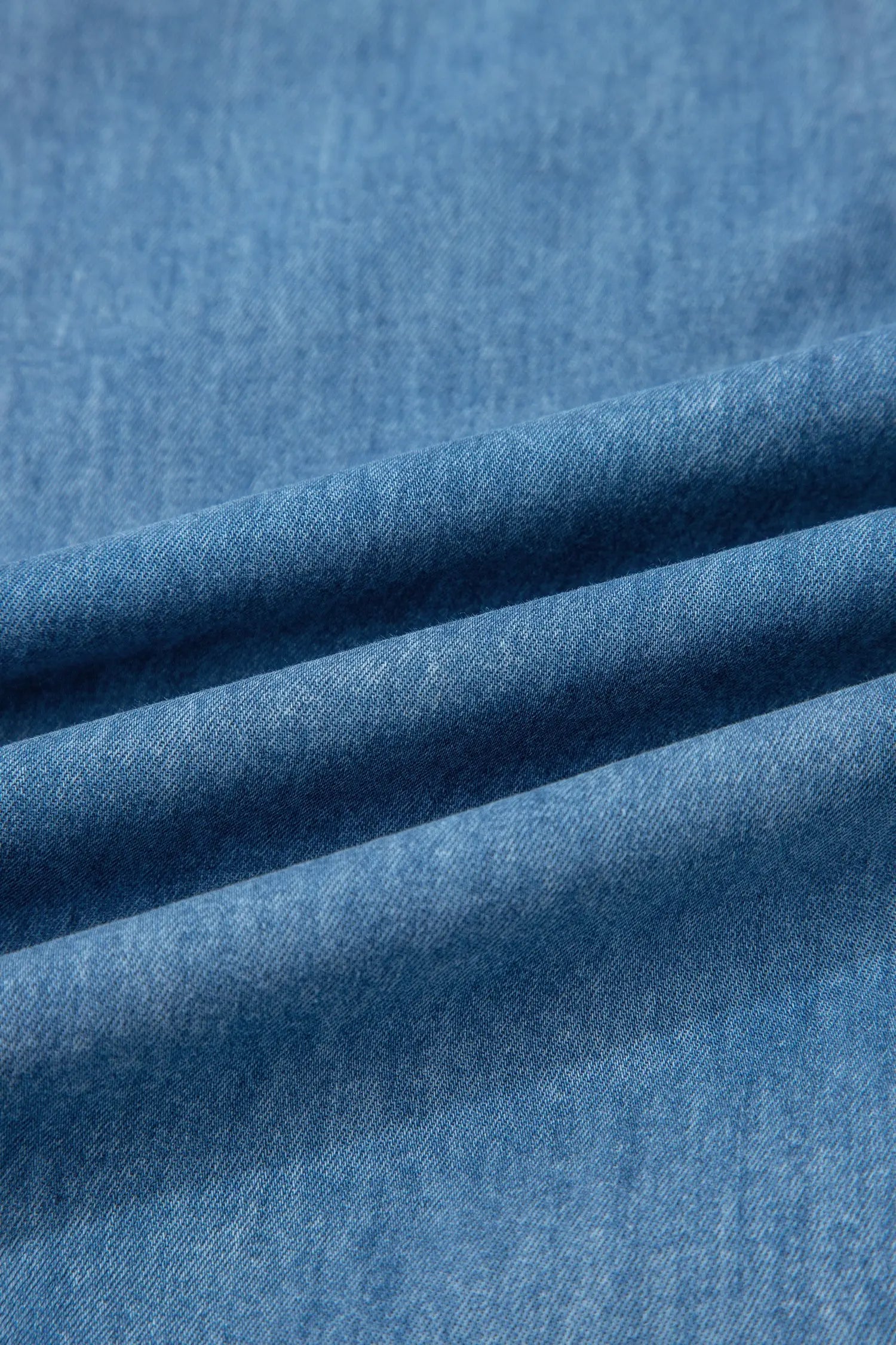 Denim Ruffled Hem Wide Leg Chambray Pants | Zarnesh