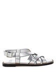 Women Doata Metallic Genuine Leather Cushioned Buckled Flats Zarnesh