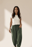 Drawstring Elastic Waist Barrel Leg Pants | Zarnesh