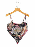 Women Cropped Self Fabric Line Adjustable Strap Scarf Tank Top Zarnesh