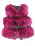 Pink fur vest on a white background