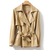 Faux Leather Trench Coat Belted Jacket | Zarnesh