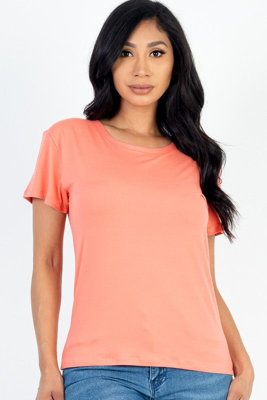 Women Flattering Fit Round Neck Short Sleeve T Shirt | Zarnes