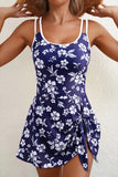 Floral Criss Cross Back Strap Side Tie Swimdress | Zarnesh