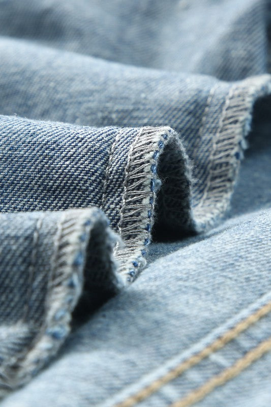 Women's Geometric Vintage Frayed Hem Denim Jacket | Zarnesh