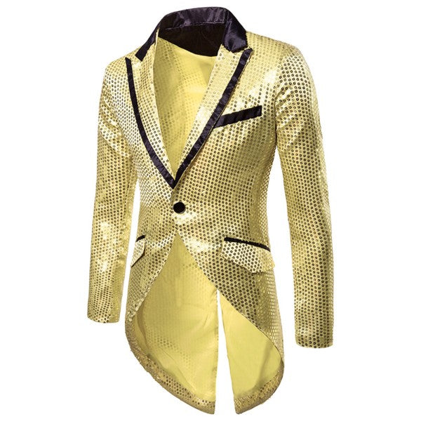 Men’s Sequin Tailcoat Formal Long Back Tuxedo Blazer Jacket | Zarnesh