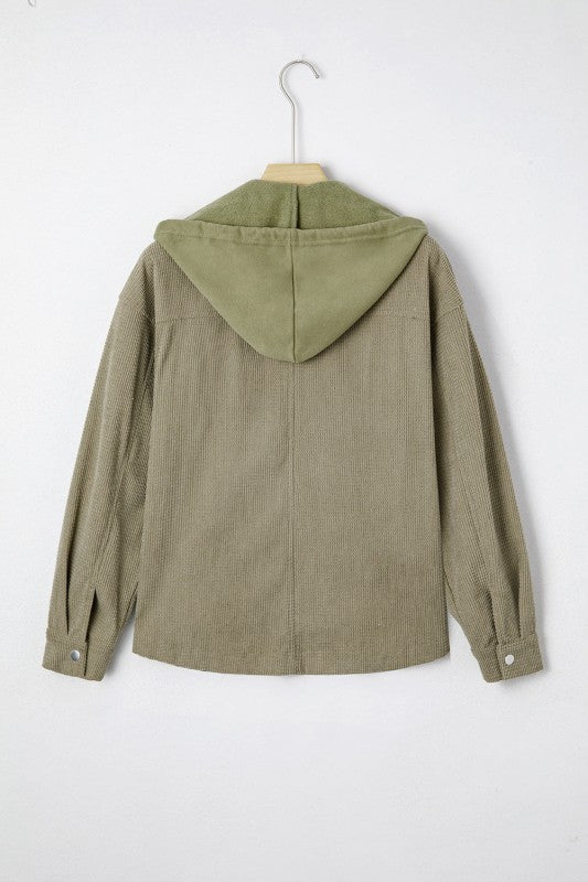 Women’s Textured Knit Hooded Corduroy Jacket | Zarnesh
