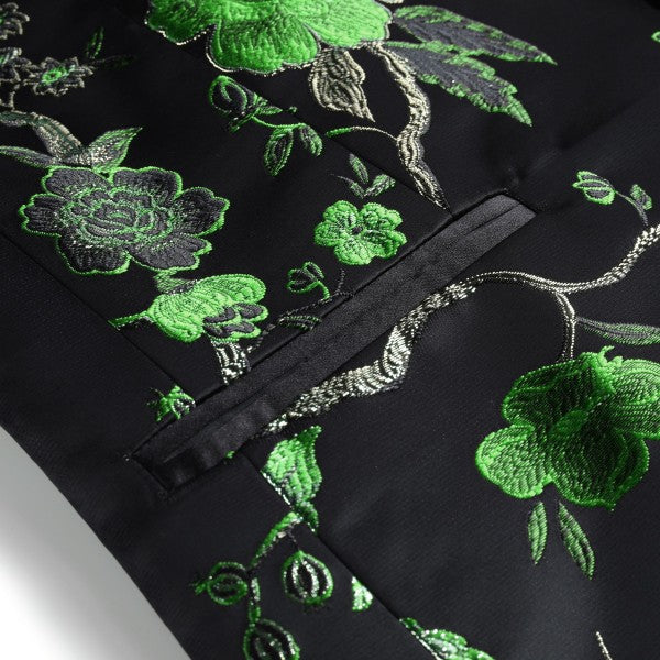 Men’s Floral Slim Fit 1-Button Embroidered Blazer Suit Set Tuxedo | Zarnesh