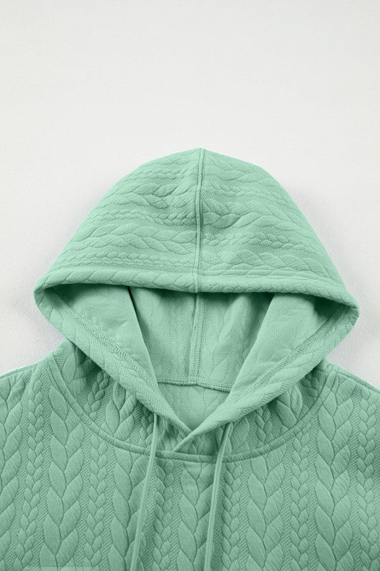 Women’s Cable Textured Solid Quilted Baggy Hoodie | Zarnesh