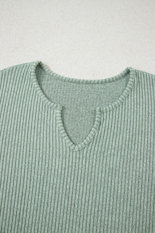 Women’s Casual Print Solid Long Sleeve Ribbed Knit Lounge Set | Zarnesh