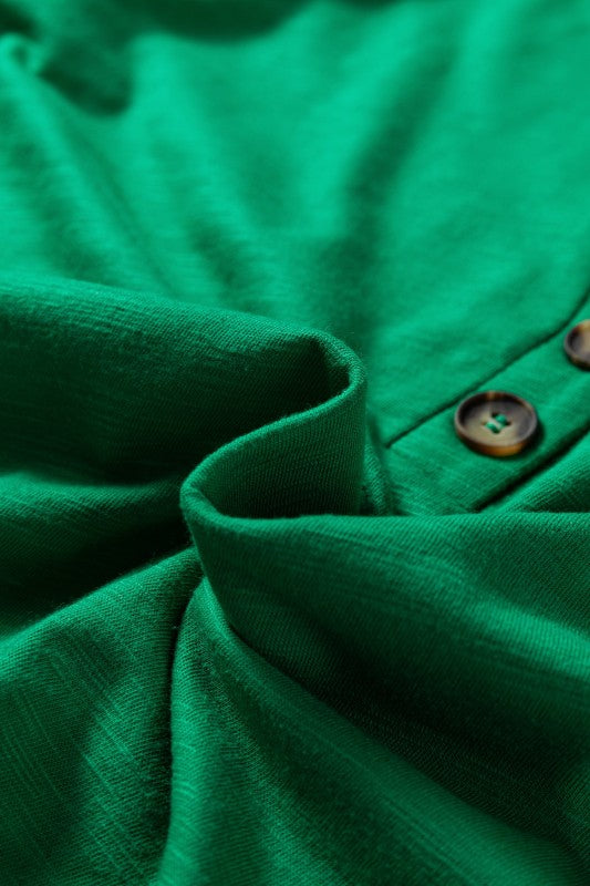 Women’s Soft Fabric Solid V-Neck Button Long Sleeve Top | Zarnesh