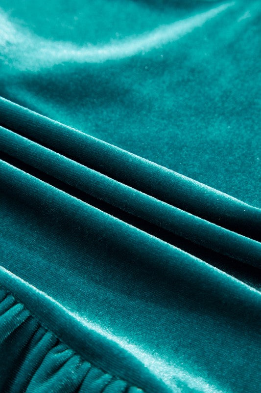 Women’s Velvet V-Neck Peplum Puff Sleeve Blouse Top | Zarnesh