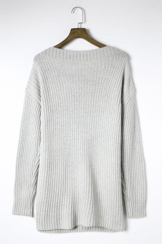 Women’s Buttoned Shoulder Ribbed Drop Shoulder Sweater | Zarnesh