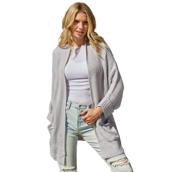 Women’s Oversized Open Front Fold Over Sleeve Cardigan | Zarnesh
