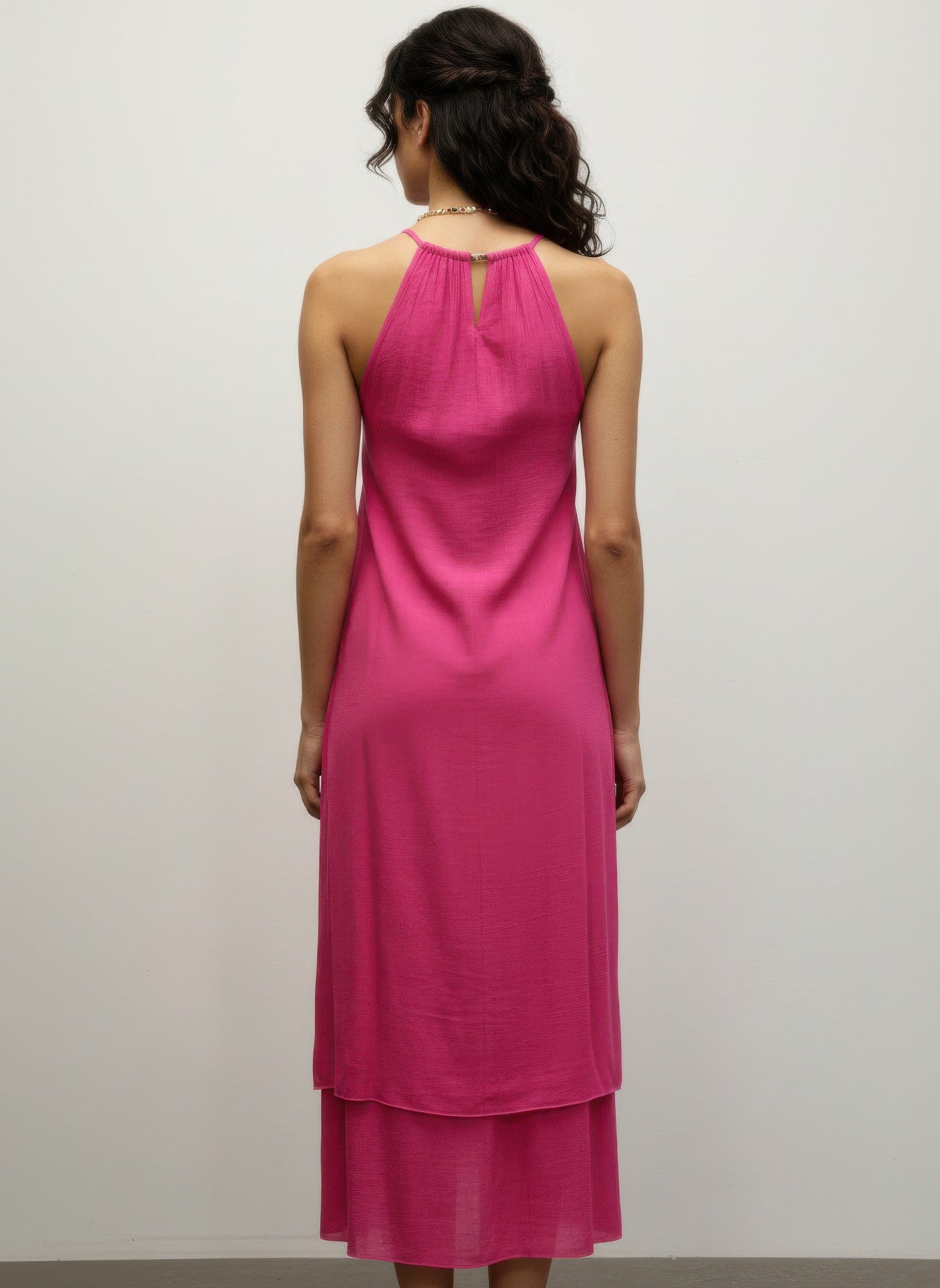 Halter Neck Tiered Layered Midi Dress | Zarnesh