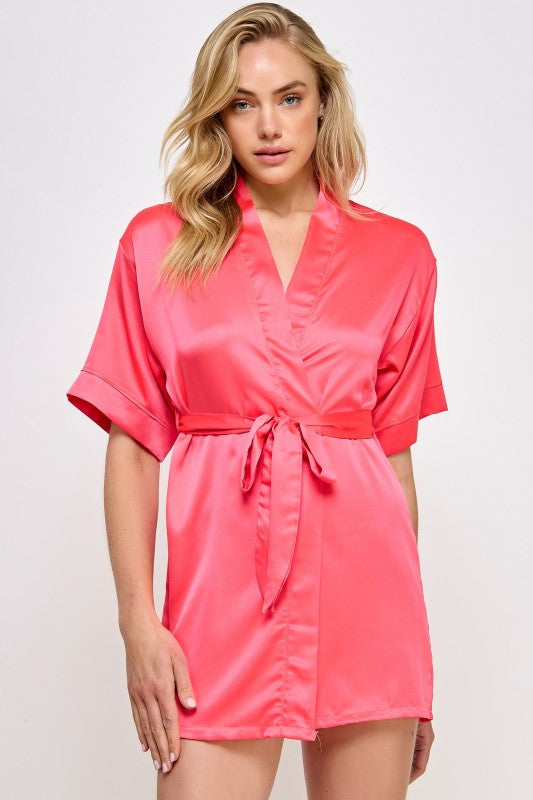 Women’s Getting Ready Satin Kimono Robe with Belt | Zarnesh