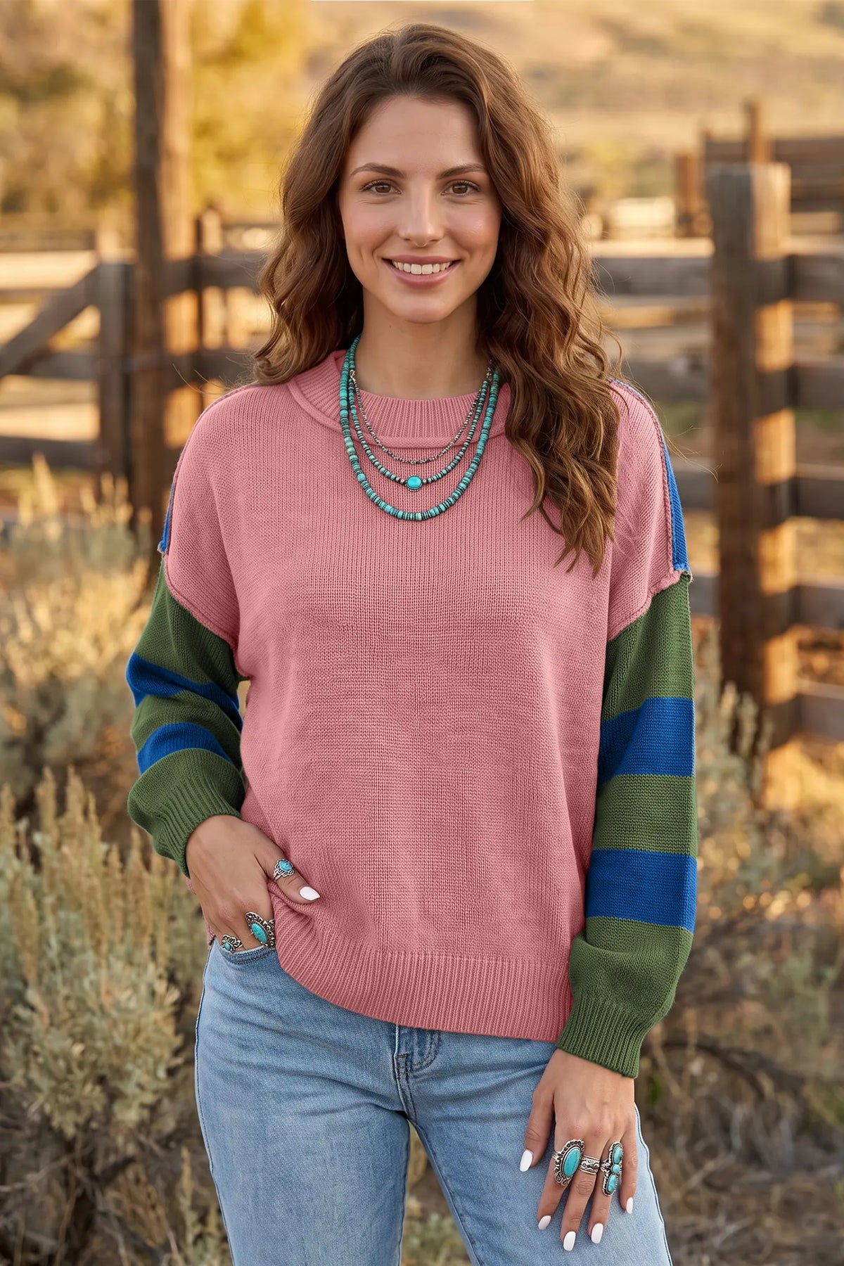 Striped Colorblock Patchwork Knit Pullover Sweater | Zarnesh