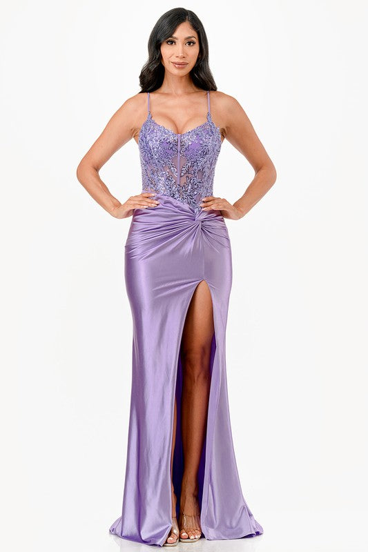 Women’s Formal Sequin Lace Satin Maxi Dress | Zarnesh