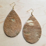 Leather Teardrop Earrings in Tan and Gold Hair | Zarnesh 