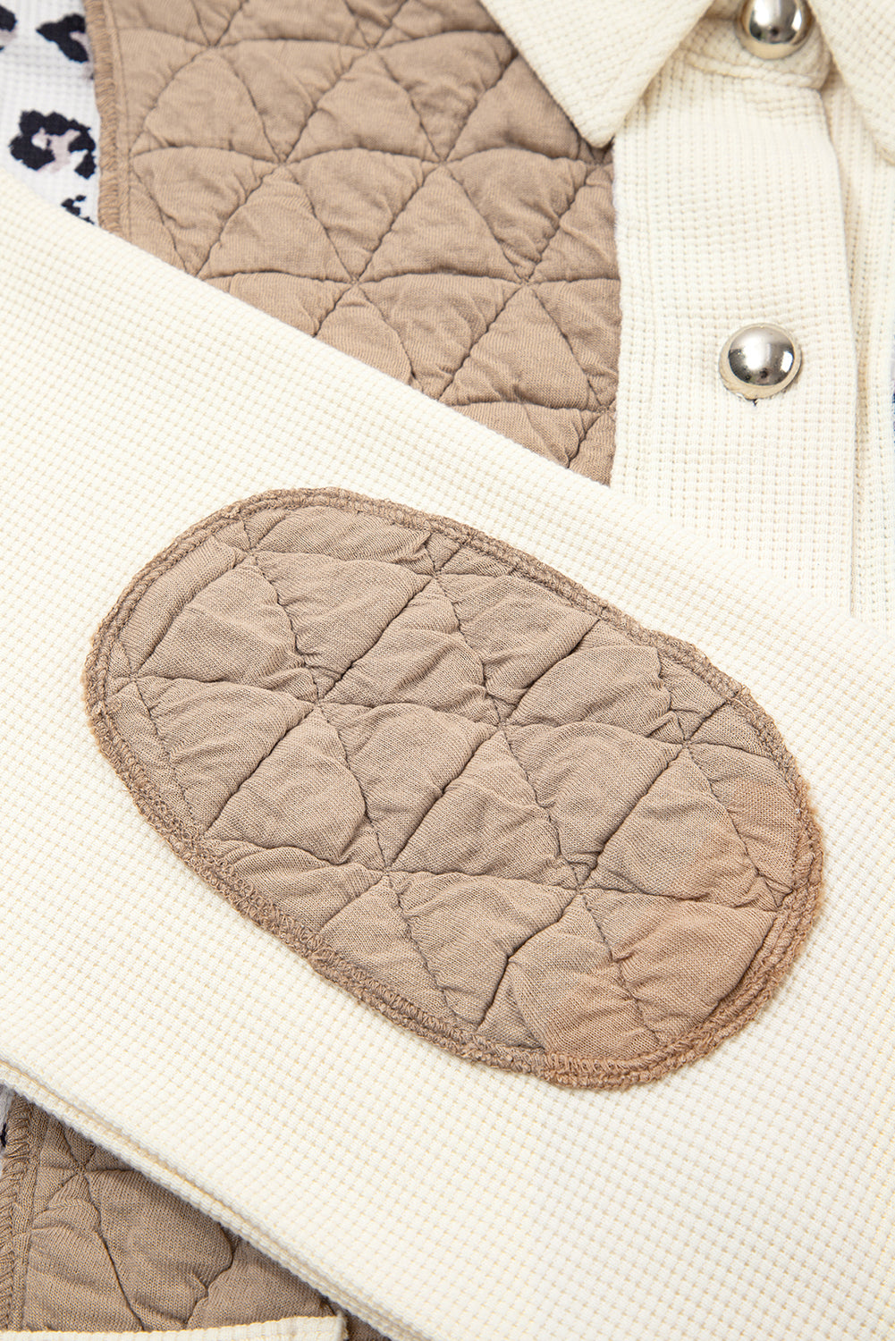Leopard Patchwork Quilted Waffle Buttoned Shacket | Zarnesh
