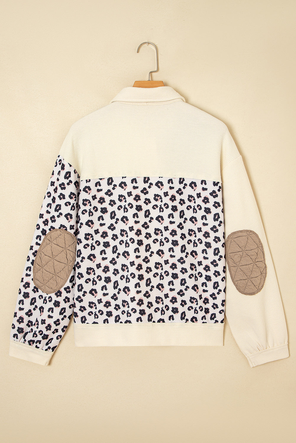 Leopard Patchwork Quilted Waffle Buttoned Shacket | Zarnesh