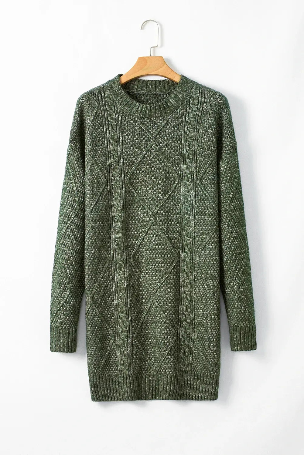 Loose Fit Cable Knit Drop Shoulder Sweater Dress | Zarnesh