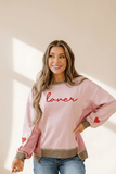 Lover Embroidered Patchwork waffle Sweatshirt | Zarnesh