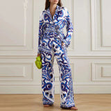 Majolica Print Pajama Lounge Set | Zarnesh