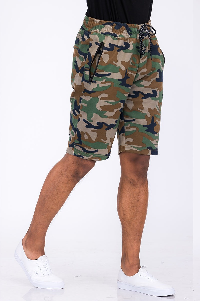 Men Plus Cotton Blend Elastic Waist with Drawstring Lounge Sweat Short Zarnesh